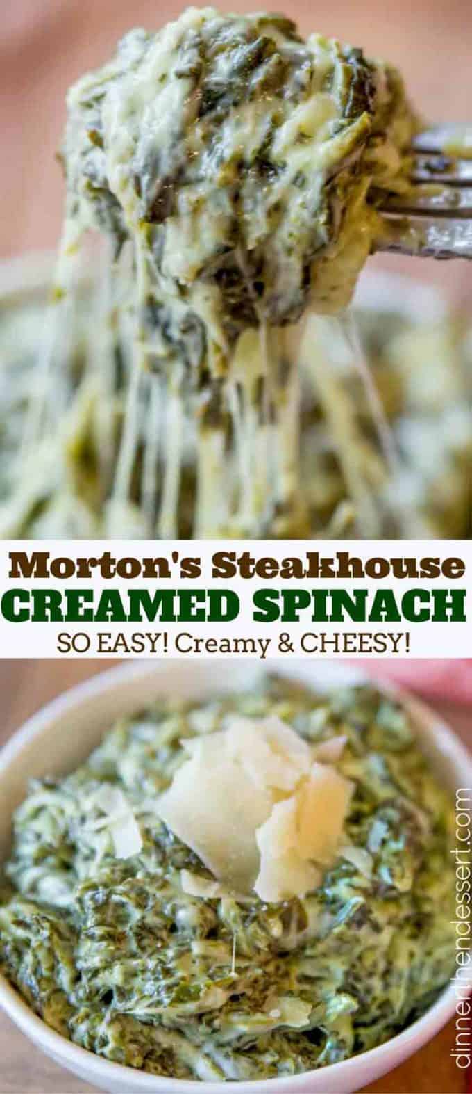 Creamy, Rich Classic Steakhouse Creamed Spinach Recipe That Takes Just A Few Minutes And Is The Perfect Side For A Holiday Roast Or Prime Rib. #creamedspinach #holidays #sidedish #spinach #cheesy