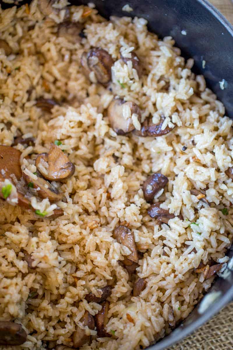 Easy Mushroom Rice in just 30 minutes with buttery mushrooms, caramelized onions and thyme. So much flavor you can even skip the stuffing!