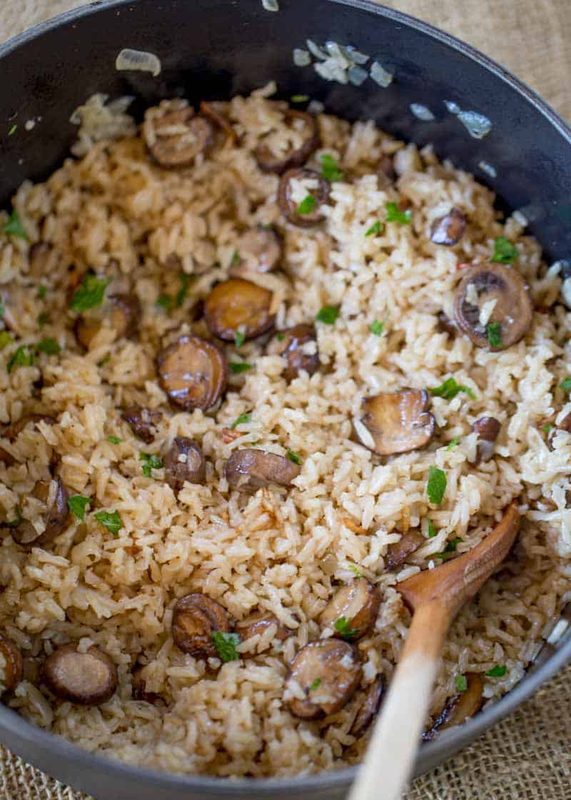 One Pot Mushroom Rice: The best, most buttery and mushroom-y rice you'll ever make. A PERFECT holiday side dish.