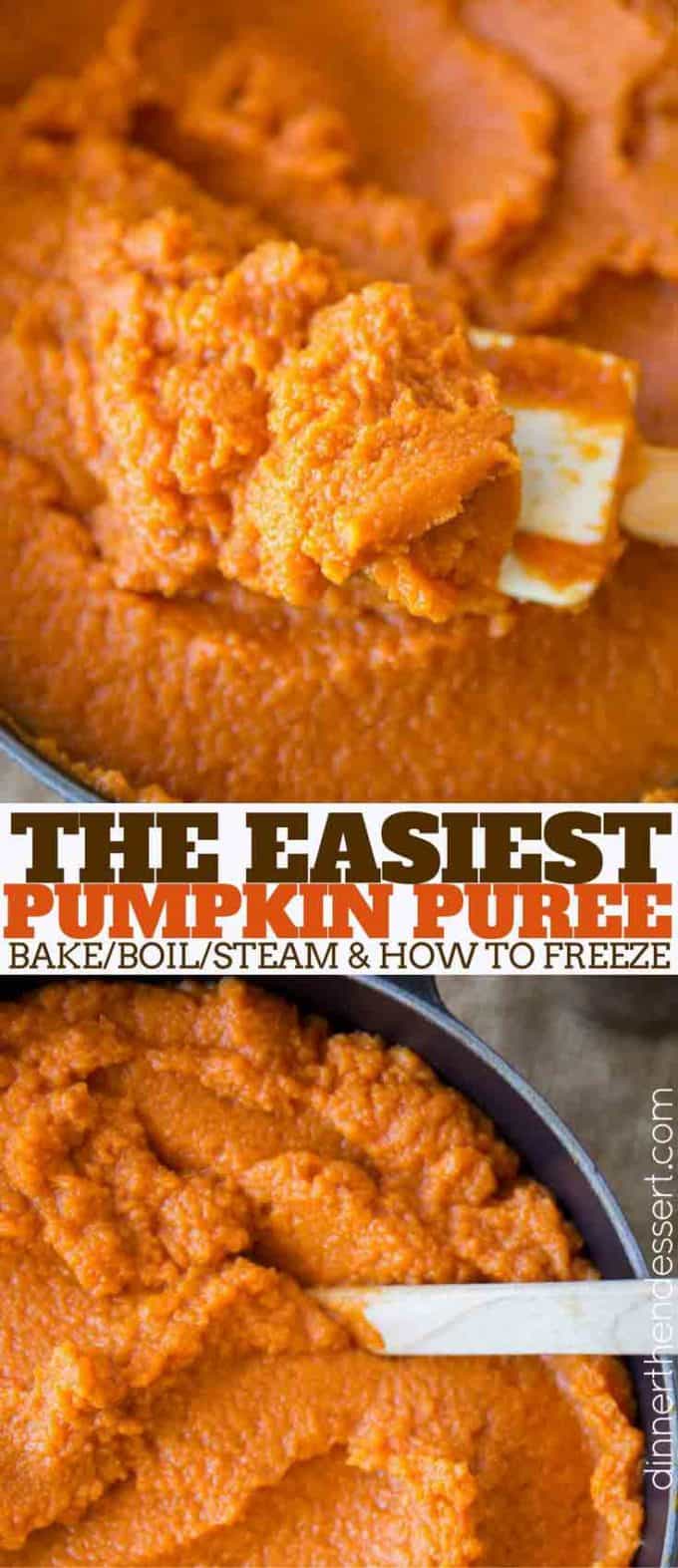 Homemade Pumpkin Puree is an easy way to use up all your Halloween pumpkins and it tastes so much better than canned pumpkin.