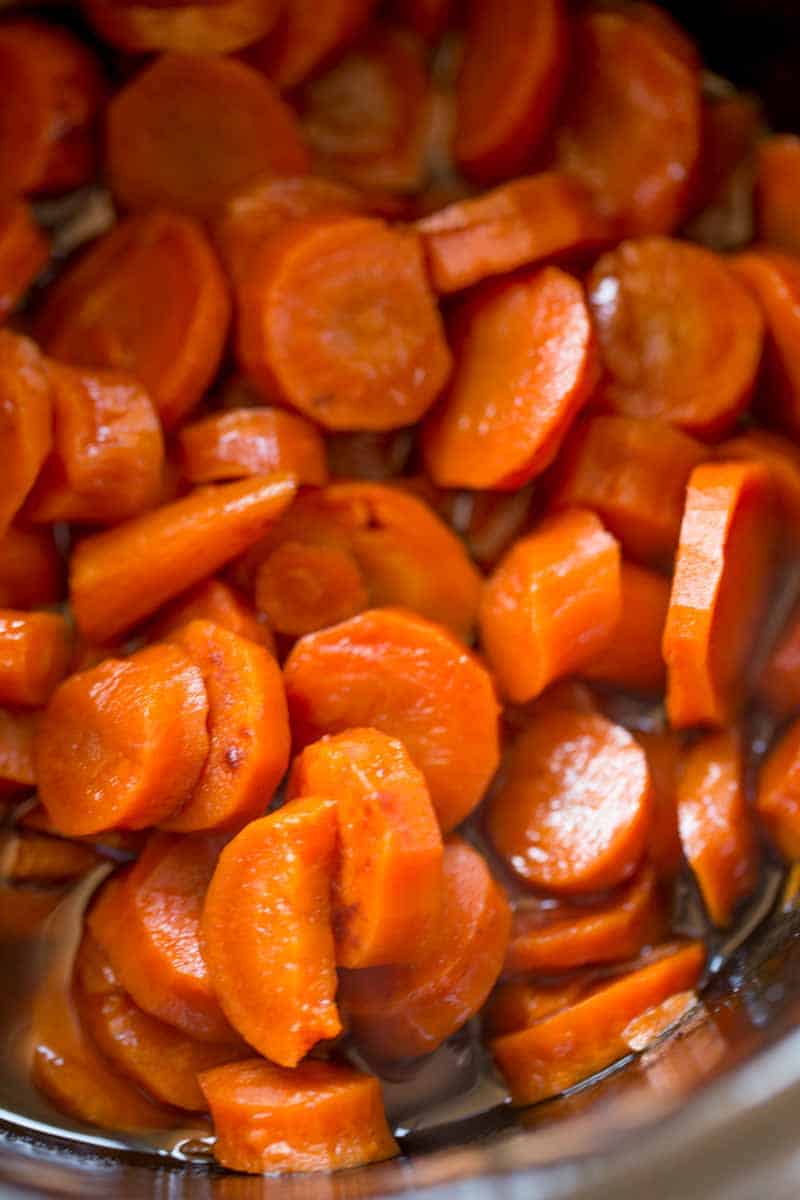 Easy five ingredient Slow Cooker Brown Butter Glazed Carrots.