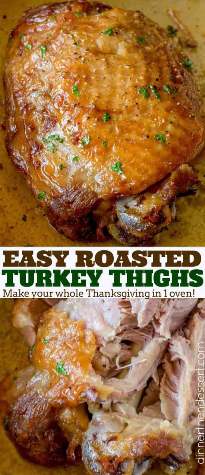 The easiest and most delicious roasted turkey thighs you'll ever eat and with almost no effort! #turkey #thanksgiving #holidays #smallbatch #recipe