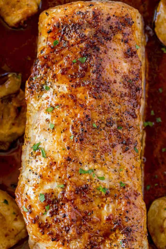 Super crispy topping that is really flavorful, this pork loin roast is a super easy dinner option.