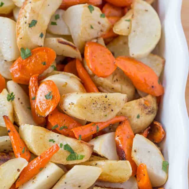 Roasted Root Vegetables are an easy way to mix up your easy weeknight meals and add in some new flavors without any extra effort.