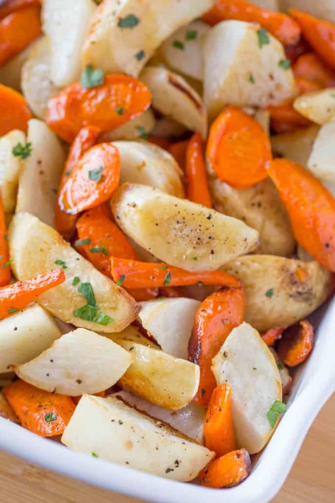 An easy and quick side dish to your favorite weeknight meals, roasted root vegetables will make any dinner feel special!