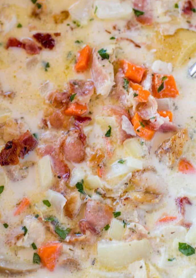 The creamiest easiest Chicken Chowder you'll ever make with LOTS OF BACON!