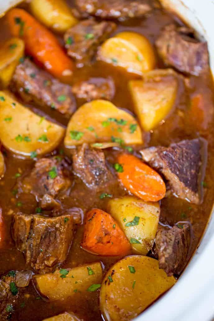 Slow Cooker Beef Stew in White Slow cooker insert