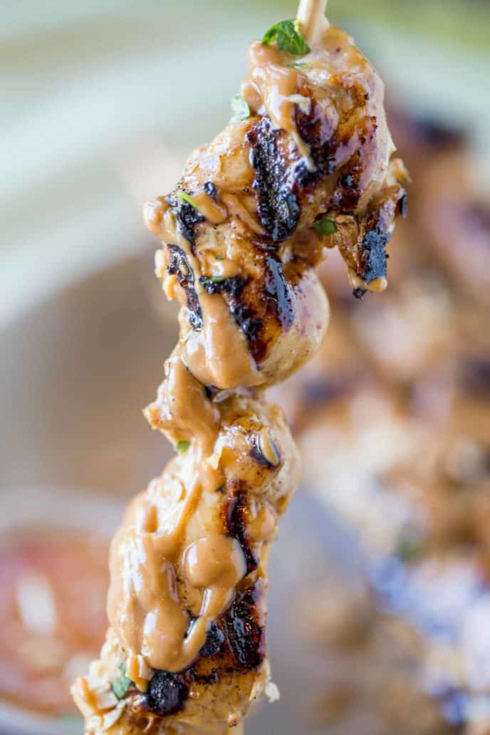 The best peanut dipping sauce EVER with easy Chicken Satay!