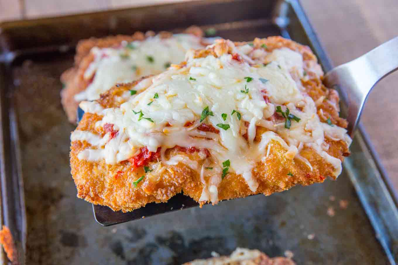 Chicken Parmesan on spatula