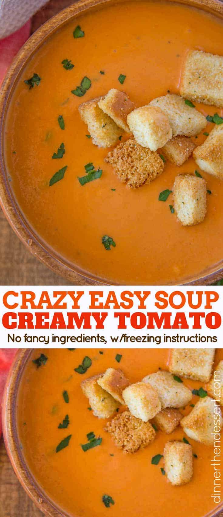 tomato soup collage with croutons