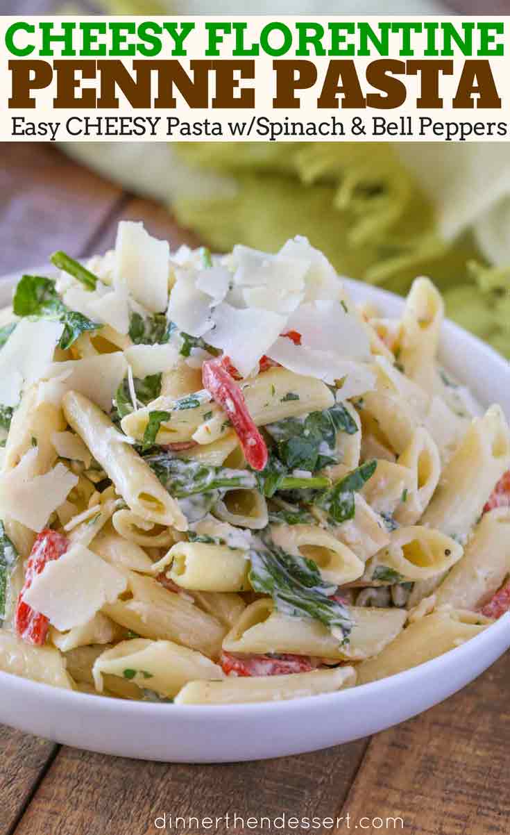 Florentine Pasta with spinach and bell peppers