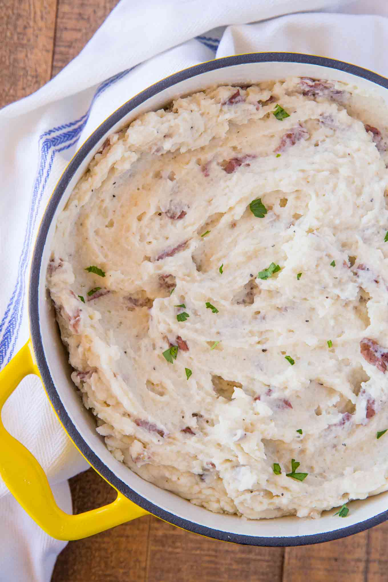 Garlic Mashed Red Potatoes in Pot