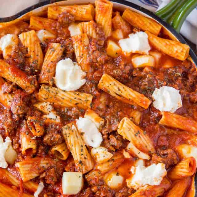 Baked Ziti in a skillet