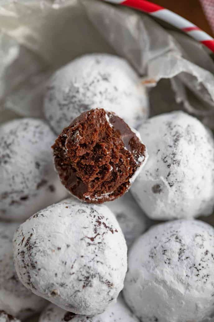 Chocolate Truffles rolled in powdered sugar