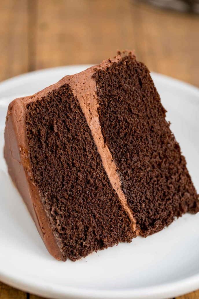 Slice of Chocolate Cake with Chocolate Frosting