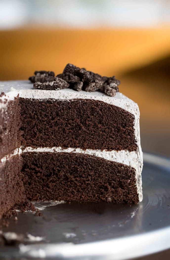Slice of Chocolate Cake with Oreo Frosting