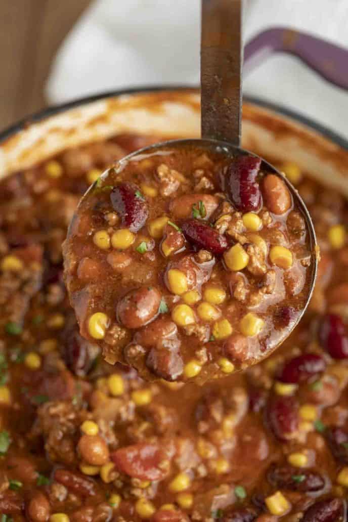 Ladle of Beef and Bean Taco Soup
