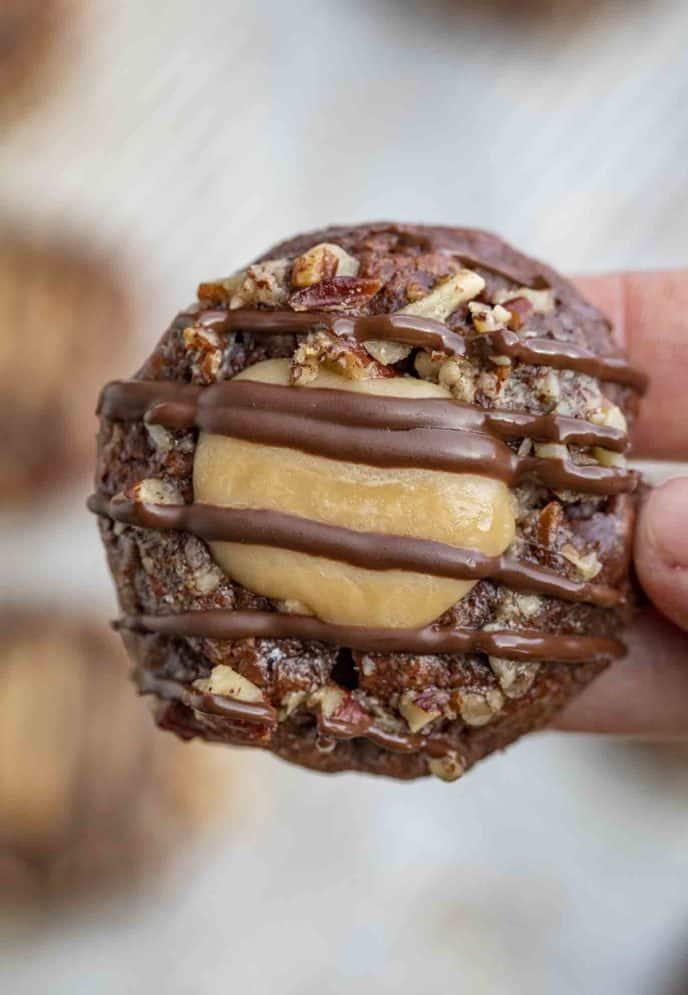 Chocolate Caramel Turtle Cookies