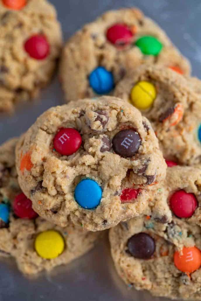 Monster Cookies with M&Ms and chocolate chips