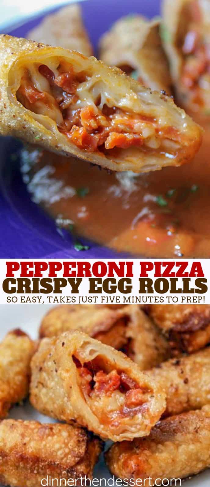 Pepperoni Pizza Rolls with marinara sauce