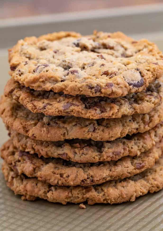 Cowboy Cookies in a stack