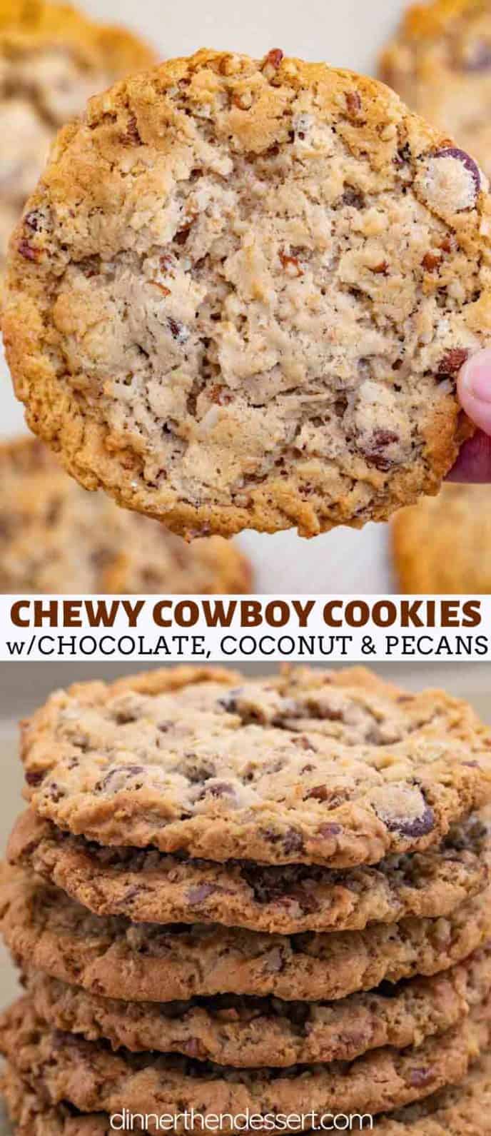 Cowboy Cookies with coconut chocolate and pecans