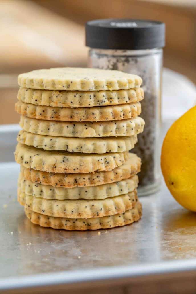 Lemon Poppy Seed Cookies in a stack