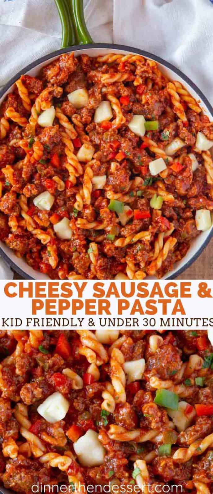 cheesy sausage & pepper skillet pasta