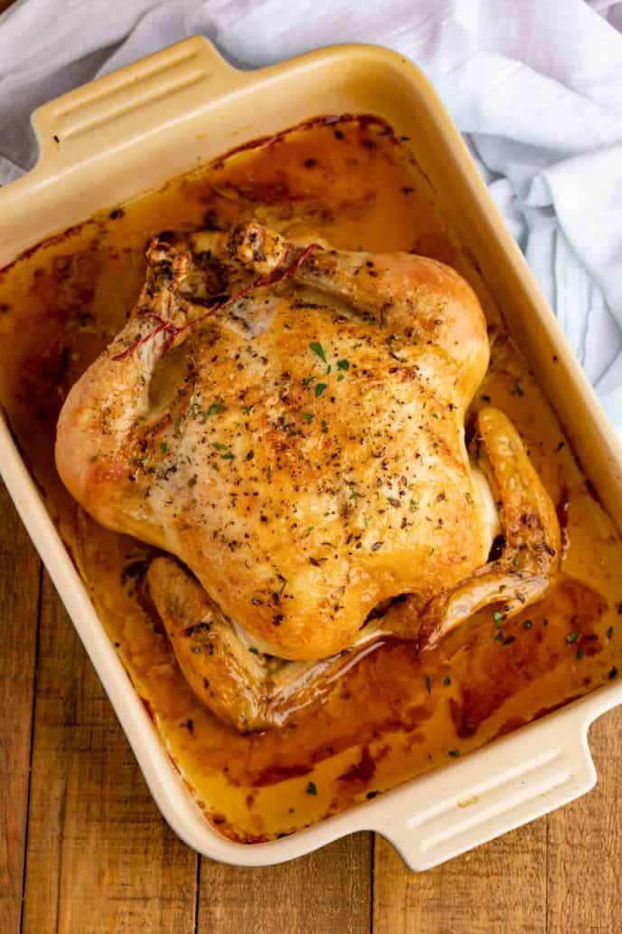 Rotisserie Chicken in baking dish