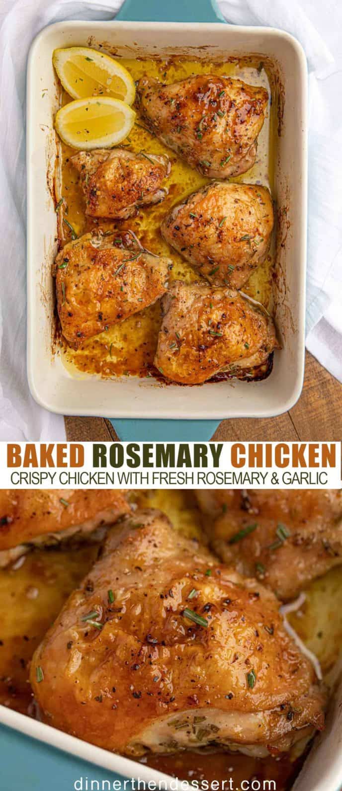 Baked Rosemary Chicken in a blue pan