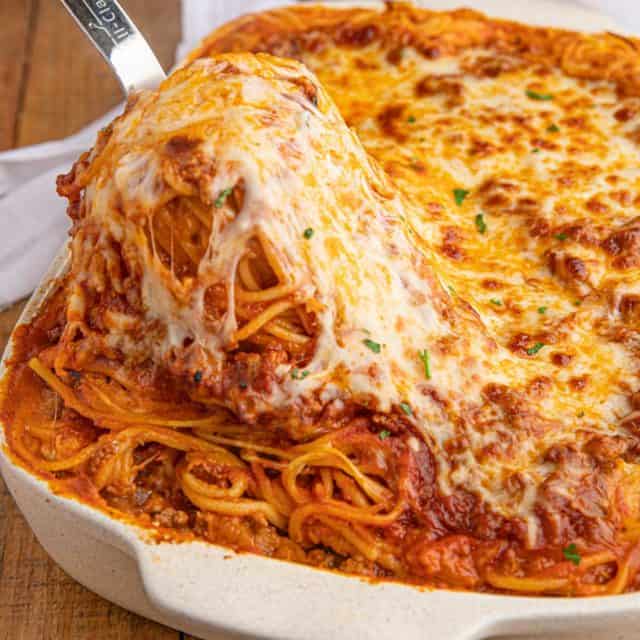 Scoop of Baked Spaghetti