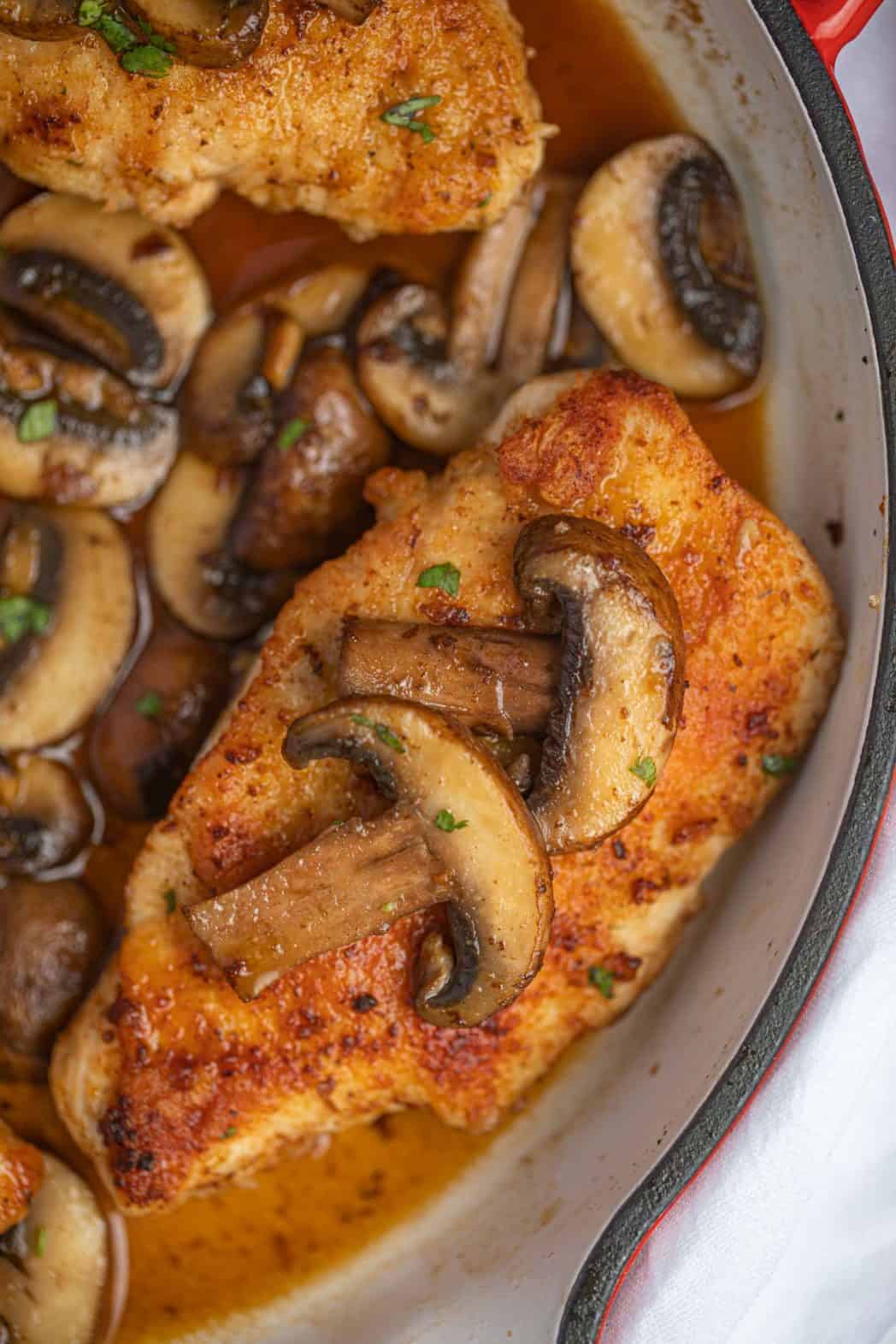 Chicken Marsala with Mushrooms in Pan