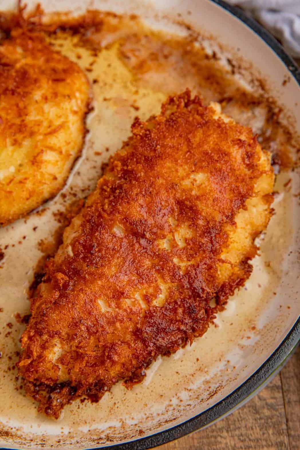 Crusted Parmesan Chicken in pan