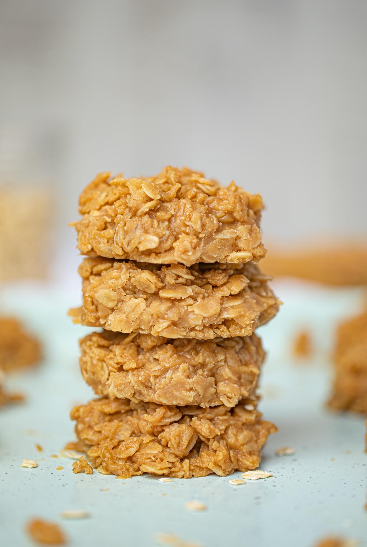Stack of No Bake Peanut Butter Cookies