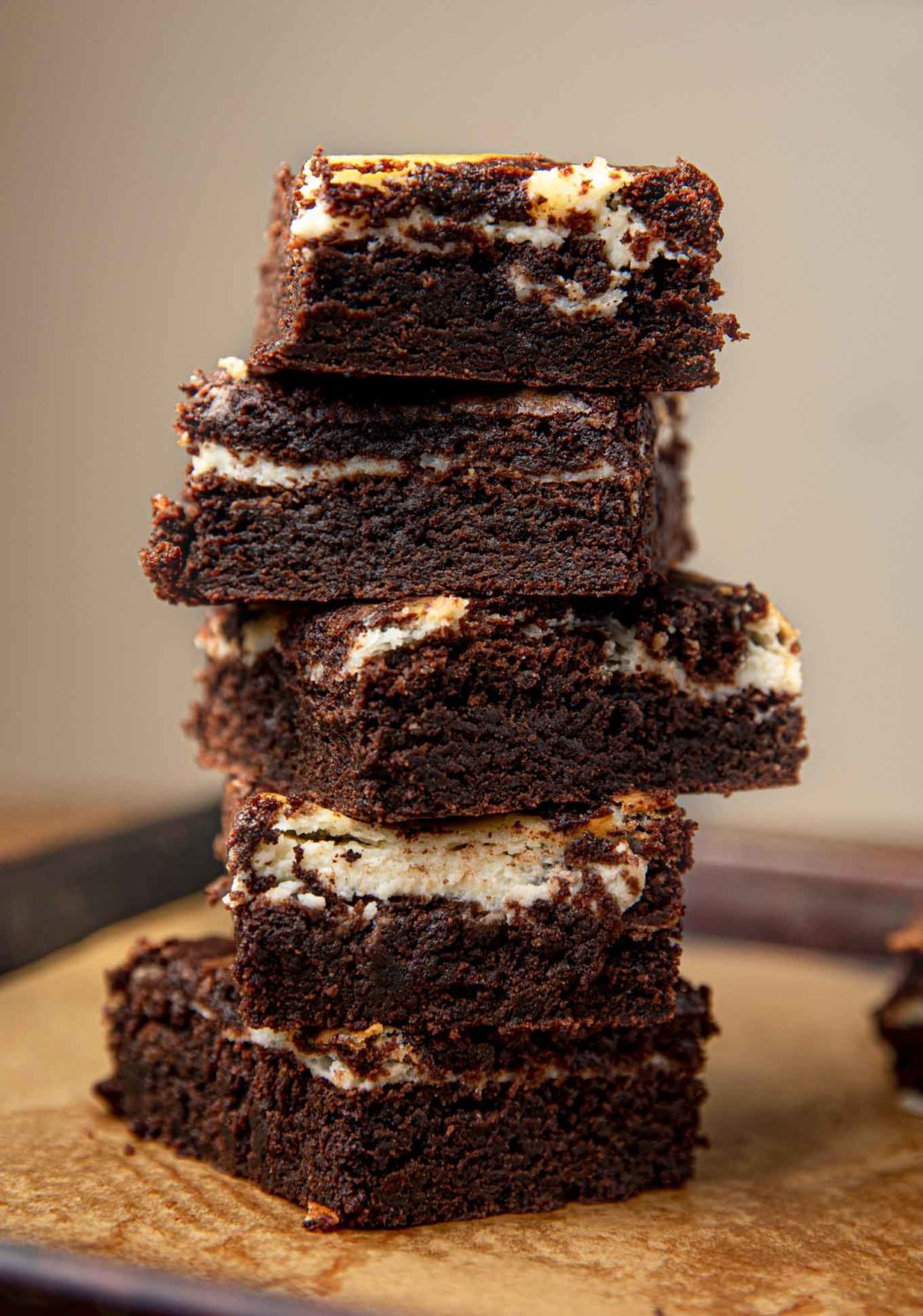 Stack of Cream Cheese Brownies