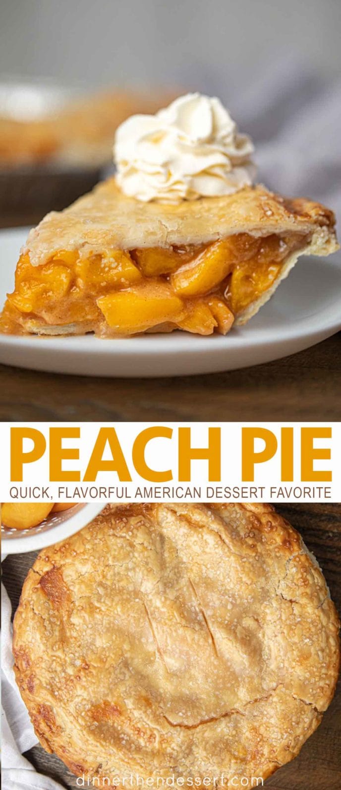 Peach pie with whipped cream