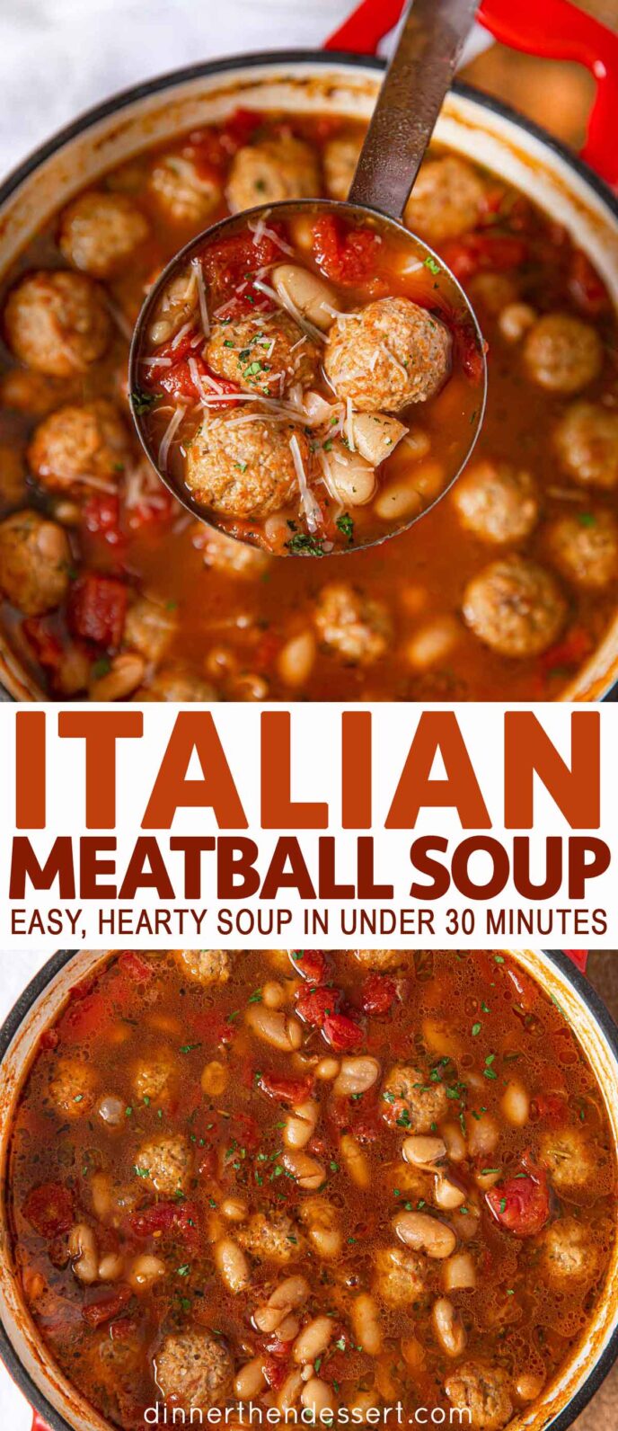 Collage photos of Italian Meatball Soup