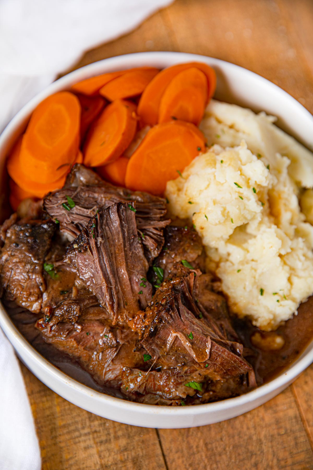 Sweet and Tangy Pot Roast with mashed potatoes